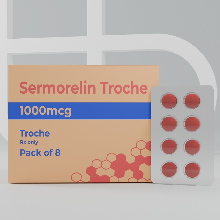 Sermorelin Troche packaging, 1000 mcg, pack of 8