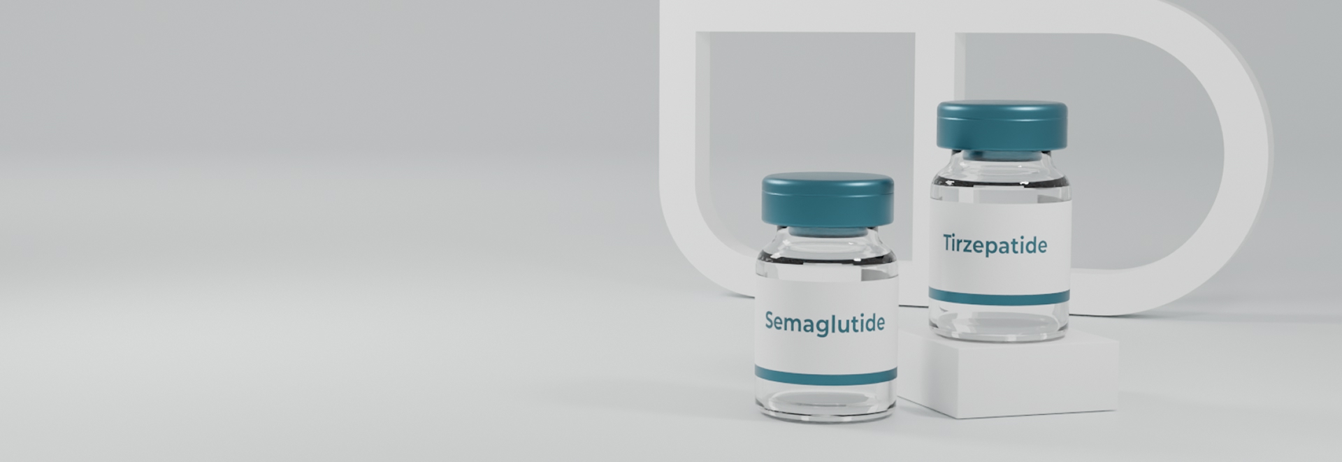 Compounded GLP1 medication vials for weight management.
