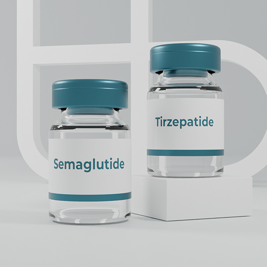 Semaglutide and Tirzepatide compounded medication vials