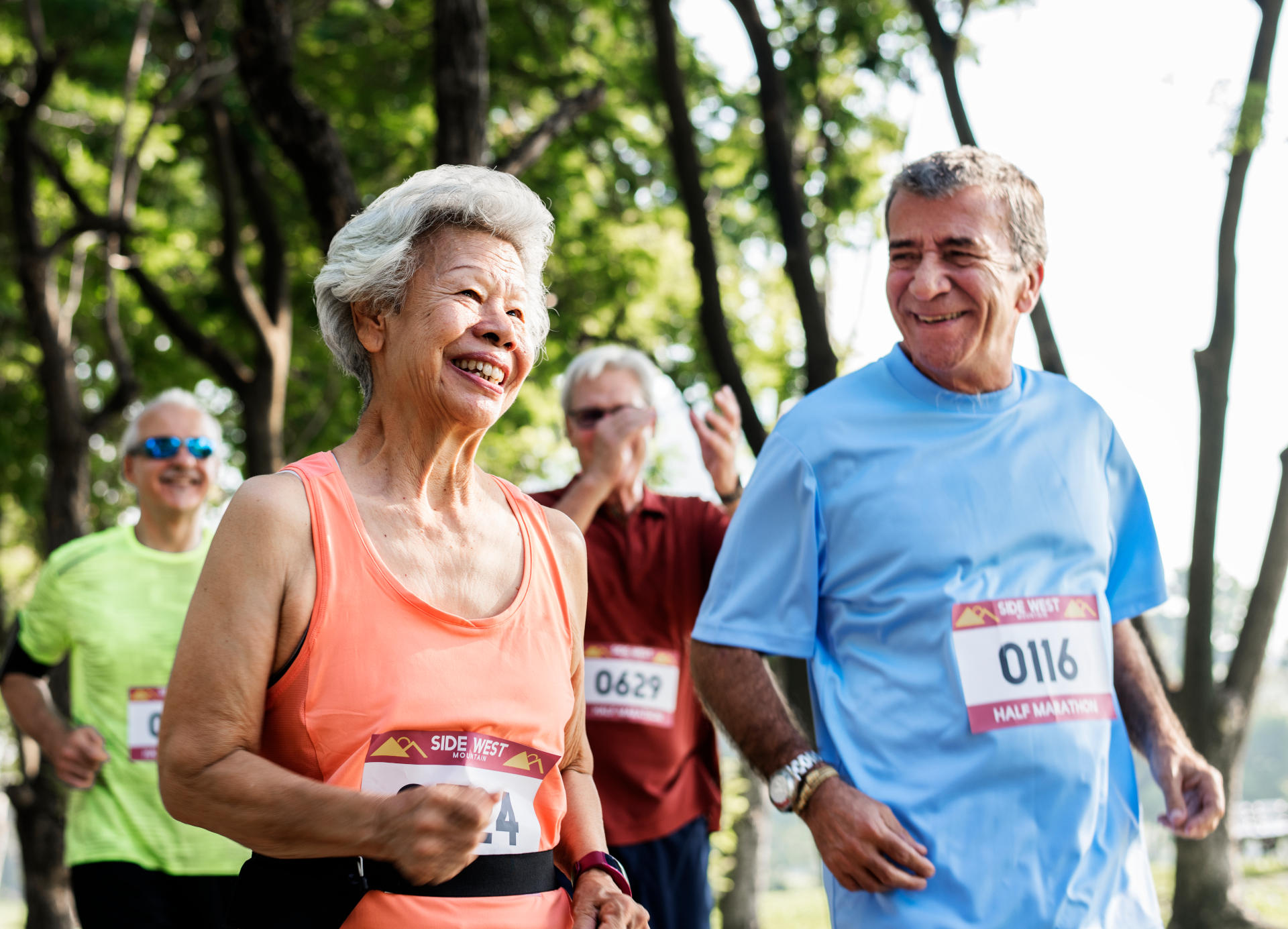 A group of seniors walking together